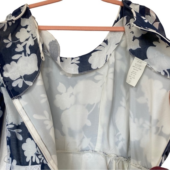 Vintage 70’s Blue And White Prairie Cottage Core Maxi Dress Women’s 10 Ruffle - Picture 4 of 16